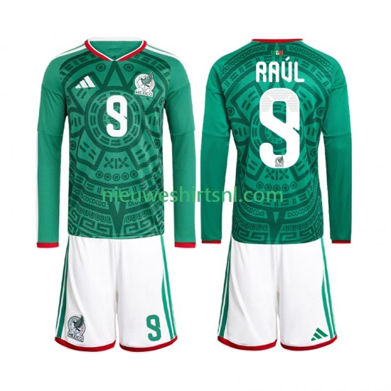 Mexico Kind Shirt met Bedrukking Raul Jimenez 9 Thuis WK 2026 Lange Mouw