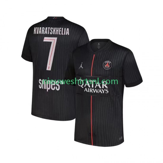 Paris Saint-Germain Heren Shirt met Bedrukking Khvicha Kvaratskhelia 7 Vierde 2025-2026 Korte Mouw