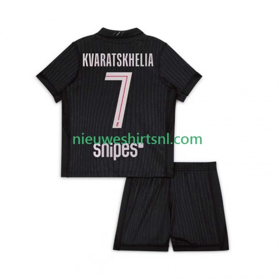 Paris Saint-Germain Kind Shirt met Bedrukking Khvicha Kvaratskhelia 7 Vierde 2025-2026 Korte Mouw
