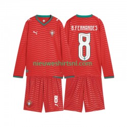 Portugal Kind Shirt met Bedrukking Bruno Fernandes 8 Thuis WK 2026 Lange Mouw