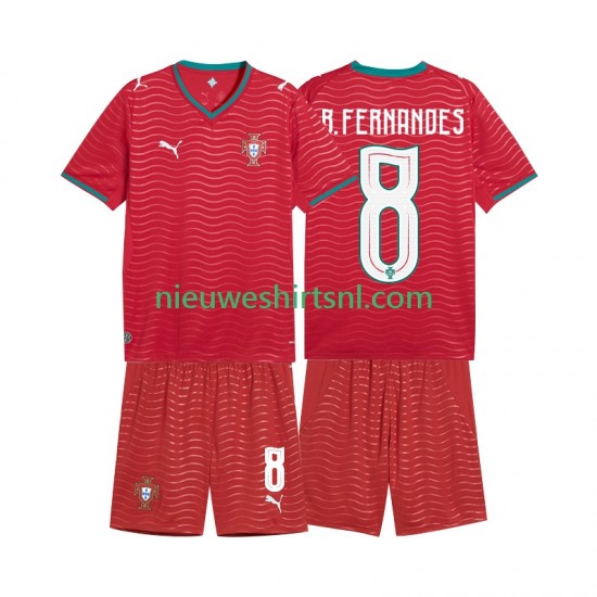 Portugal Kind Shirt met Bedrukking Bruno Fernandes 8 Thuis WK 2026 Korte Mouw