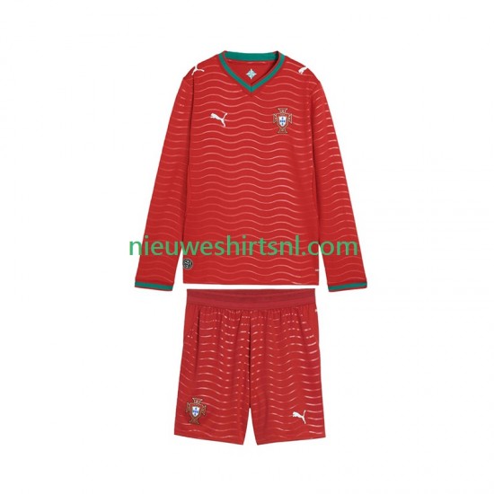 Portugal Kind Shirt met Bedrukking Thuis WK 2026 Lange Mouw
