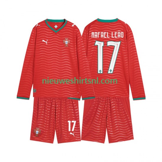Portugal Kind Shirt met Bedrukking Rafael Leao 17 Thuis WK 2026 Lange Mouw
