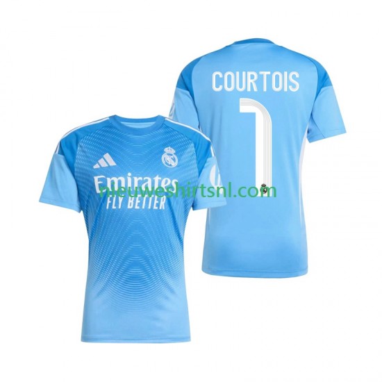 Real Madrid Heren Shirt met Bedrukking Doelman Thibaut Courtois 1 Thuis 2025-2026 Korte Mouw
