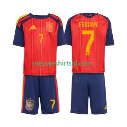 Spanje Kind Shirt met Bedrukking Ferran Torres 7 Thuis WK 2026 Korte Mouw