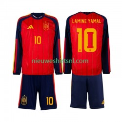 Spanje Kind Shirt met Bedrukking Lamine Yamal 10 Thuis WK 2026 Lange Mouw