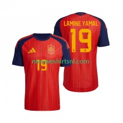 Spanje Heren Shirt met Bedrukking Lamine Yamal 19 Thuis WK 2026 Korte Mouw