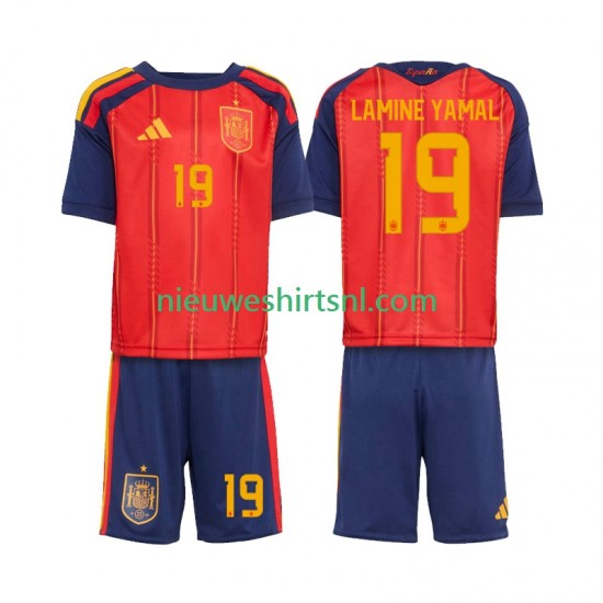 Spanje Kind Shirt met Bedrukking Lamine Yamal 19 Thuis WK 2026 Korte Mouw
