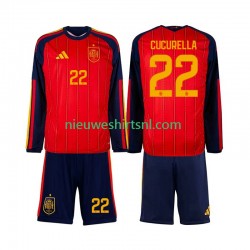 Spanje Kind Shirt met Bedrukking Marc Cucurella 22 Thuis WK 2026 Lange Mouw