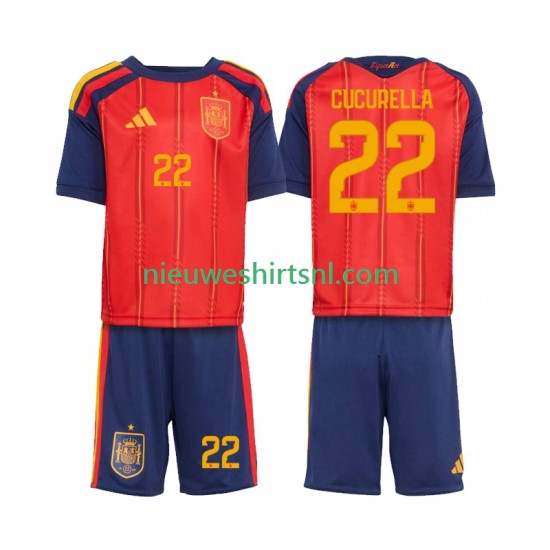 Spanje Kind Shirt met Bedrukking Marc Cucurella 22 Thuis WK 2026 Korte Mouw