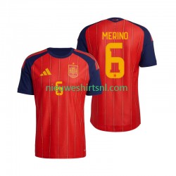Spanje Heren Shirt met Bedrukking Mikel Merino 6 Thuis WK 2026 Korte Mouw