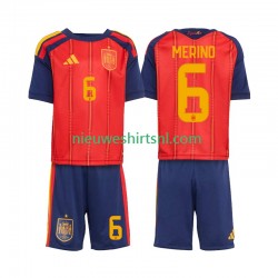 Spanje Kind Shirt met Bedrukking Mikel Merino 6 Thuis WK 2026 Korte Mouw