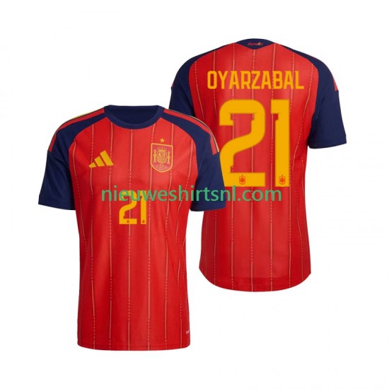 Spanje Heren Shirt met Bedrukking Mikel Oyarzabal 21 Thuis WK 2026 Korte Mouw