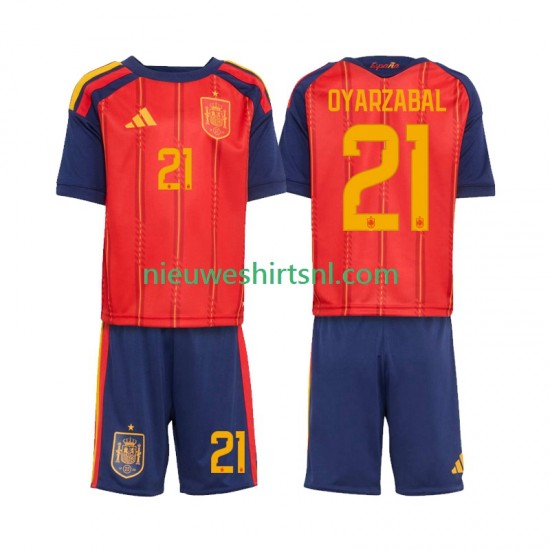 Spanje Kind Shirt met Bedrukking Mikel Oyarzabal 21 Thuis WK 2026 Korte Mouw