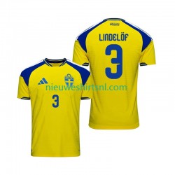 Zweden Heren Shirt met Bedrukking Victor Lindelof 3 Thuis 2026 Korte Mouw