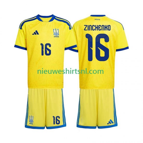 Oekraïne Kind Shirt met Bedrukking Oleksandr Zinchenko 16 Thuis WK 2026 Korte Mouw