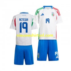 Italië Kind Shirt met Bedrukking Mateo Retegui 19 Uit 2024 Korte Mouw