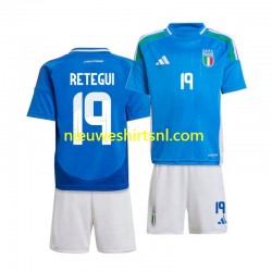 Italië Kind Shirt met Bedrukking Mateo Retegui 19 Thuis 2024 Korte Mouw