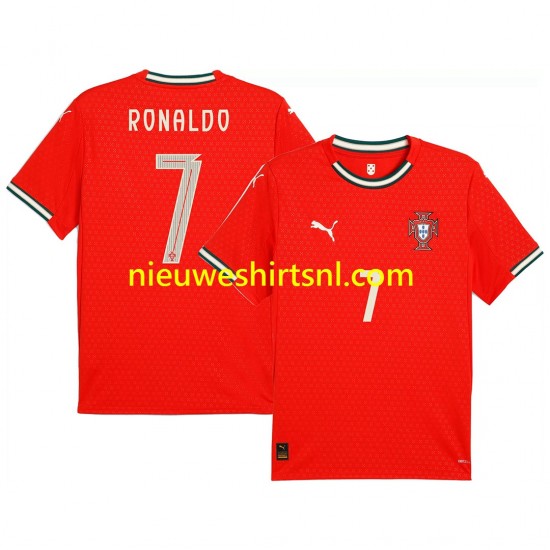 Portugal Heren Shirt met Bedrukking RONALDO 7 Thuis 2025 Korte Mouw