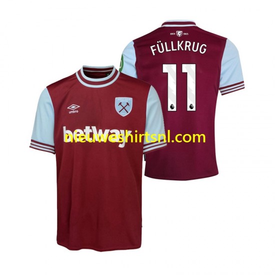 West Ham United Heren Shirt met Bedrukking FULLKRUG 11 Thuis 2024-2025 Korte Mouw