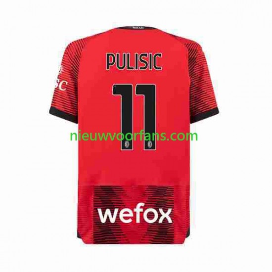 AC Milan Heren Shirt met Bedrukking Christian Pulisic 11 Thuis 2023-2024 Korte Mouw
