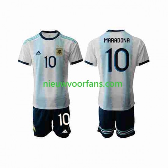 Argentinië Kind Shirt met Bedrukking Maradona 10 2019-2020 Thuis Korte Mouw