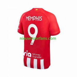 Atlético Madrid Heren Shirt met Bedrukking 2 Memphis Depay 9 Thuis 2023-2024 Korte Mouw