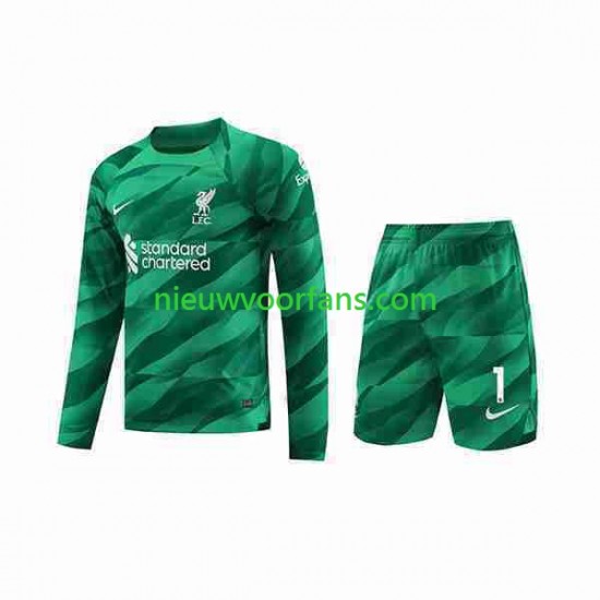 Liverpool Kind Shirt met Bedrukking Doelman A.Becker 1 Thuis 2023-2024 Lange Mouw