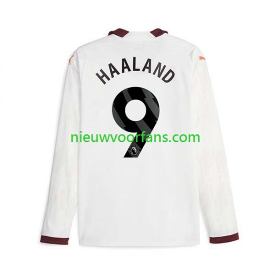 Manchester City Heren Shirt met Bedrukking Erling Haaland 9 Uit 2023-2024 Lange Mouw