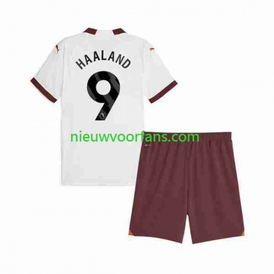 Manchester City Kind Shirt met Bedrukking Erling Haaland 9 Uit 2023-2024 Korte Mouw