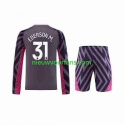 Manchester City Kind Shirt met Bedrukking Doelman Ederson Moraes 31 Uit 2023-2024 Lange Mouw