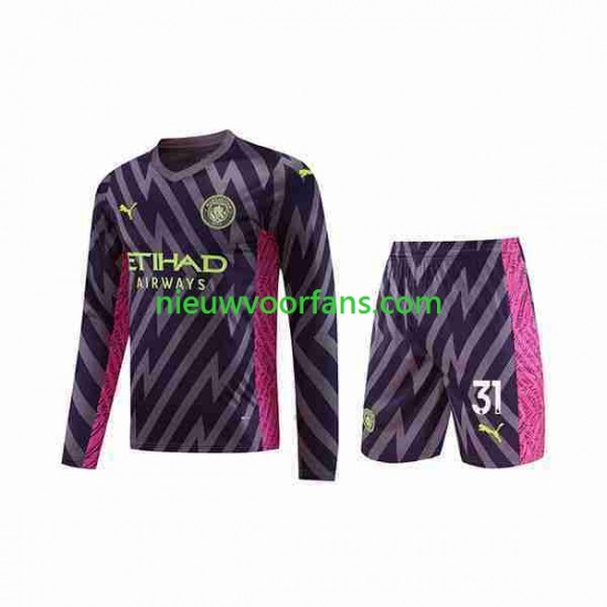 Manchester City Kind Shirt met Bedrukking Doelman Ederson Moraes 31 Uit 2023-2024 Lange Mouw