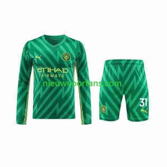 Manchester City Kind Shirt met Bedrukking Doelman Ederson Moraes 31 Thuis 2023-2024 Lange Mouw