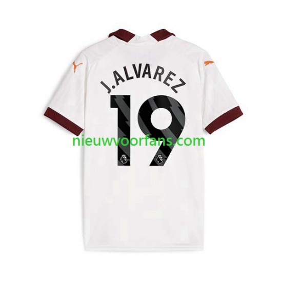 Manchester City Heren Shirt met Bedrukking Julian Alvarez 19 Uit 2023-2024 Korte Mouw