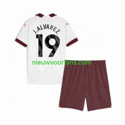 Manchester City Kind Shirt met Bedrukking Julian Alvarez 19 Uit 2023-2024 Korte Mouw
