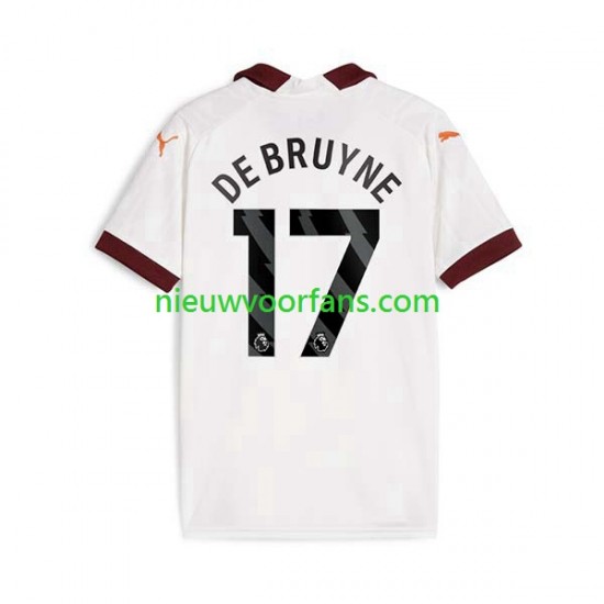 Manchester City Heren Shirt met Bedrukking Kevin De Bruyne 17 Uit 2023-2024 Korte Mouw