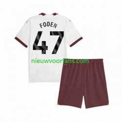 Manchester City Kind Shirt met Bedrukking Phil Foden 47 Uit 2023-2024 Korte Mouw