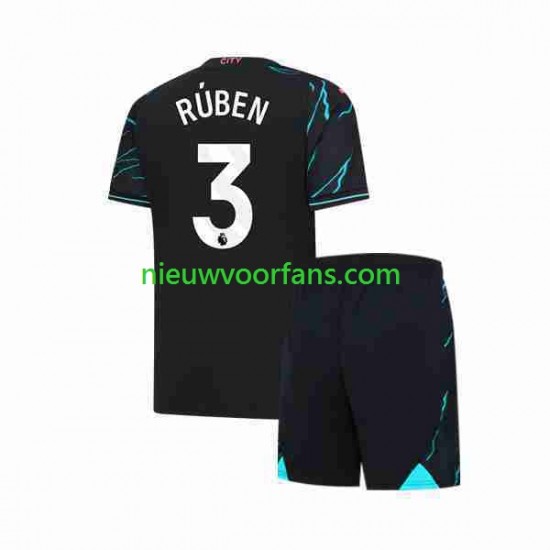 Manchester City Kind Shirt met Bedrukking Ruben 3 Derde 2023-2024 Korte Mouw