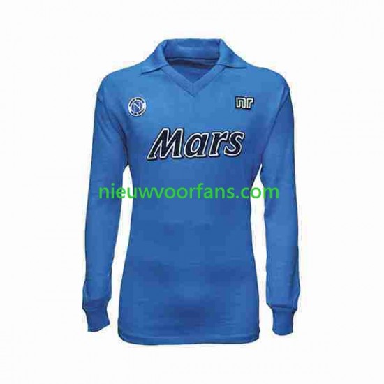 Napoli Heren Shirt met Bedrukking 1989 1990 Retro Thuis Lange Mouw