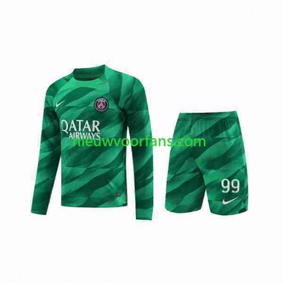 Paris Saint-Germain Kind Shirt met Bedrukking Doelman Donnarumma 99 Thuis 2023-2024 Lange Mouw