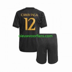 Real Madrid Kind Shirt met Bedrukking Eduardo Camavinga 12 Derde 2023-2024 Korte Mouw