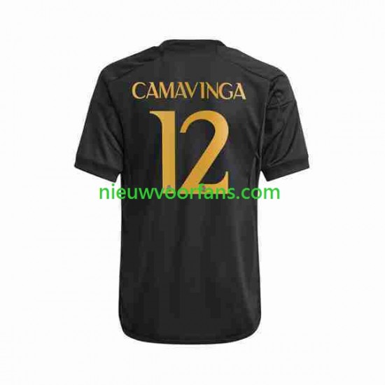 Real Madrid Heren Shirt met Bedrukking Eduardo Camavinga 12 Derde 2023-2024 Korte Mouw