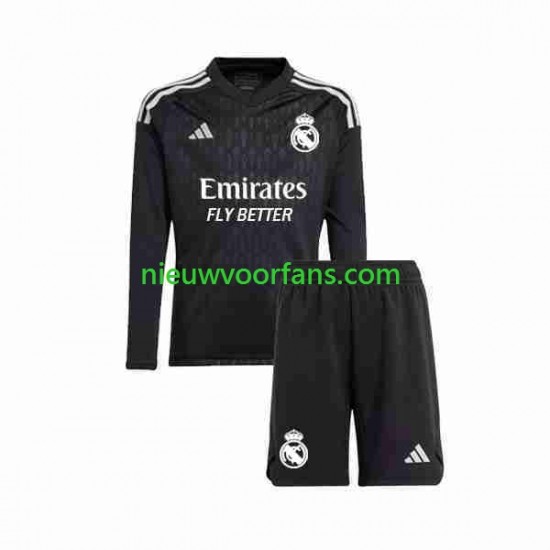 Real Madrid Kind Shirt met Bedrukking Doelman Uit 2023-2024 Lange Mouw