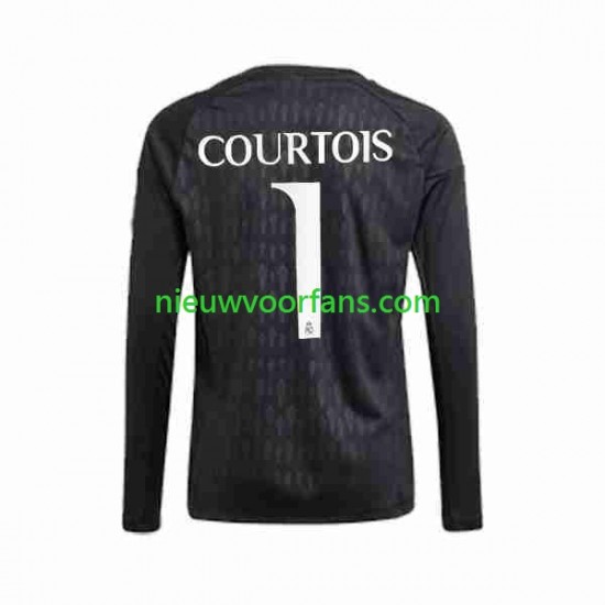 Real Madrid Heren Shirt met Bedrukking Doelman Thibaut Courtois 1 Uit 2023-2024 Lange Mouw
