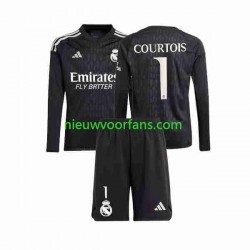 Real Madrid Kind Shirt met Bedrukking Doelman Thibaut Courtois 1 Uit 2023-2024 Lange Mouw