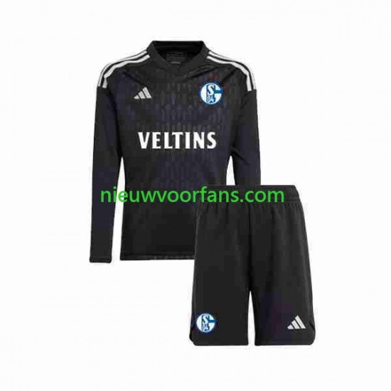 Kind Shirt met Bedrukking Doelman Schalke 04 Uit 2023-2024 Lange Mouw