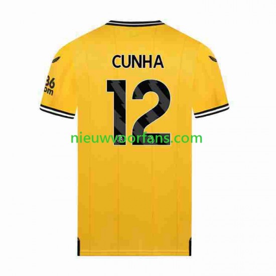 Wolverhampton Wanderers Heren Shirt met Bedrukking CUNHA 12 Thuis 2023-2024 Korte Mouw