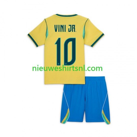 Brazilië Kind Shirt met Bedrukking Vinicius Junior 10 Thuis WK 2026 Korte Mouw
