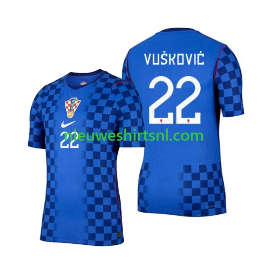 Kroatië Heren Shirt met Bedrukking Luka Vuskovic 22 Uit WK 2026 Korte Mouw