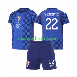 Kroatië Kind Shirt met Bedrukking Luka Vuskovic 22 Uit WK 2026 Korte Mouw